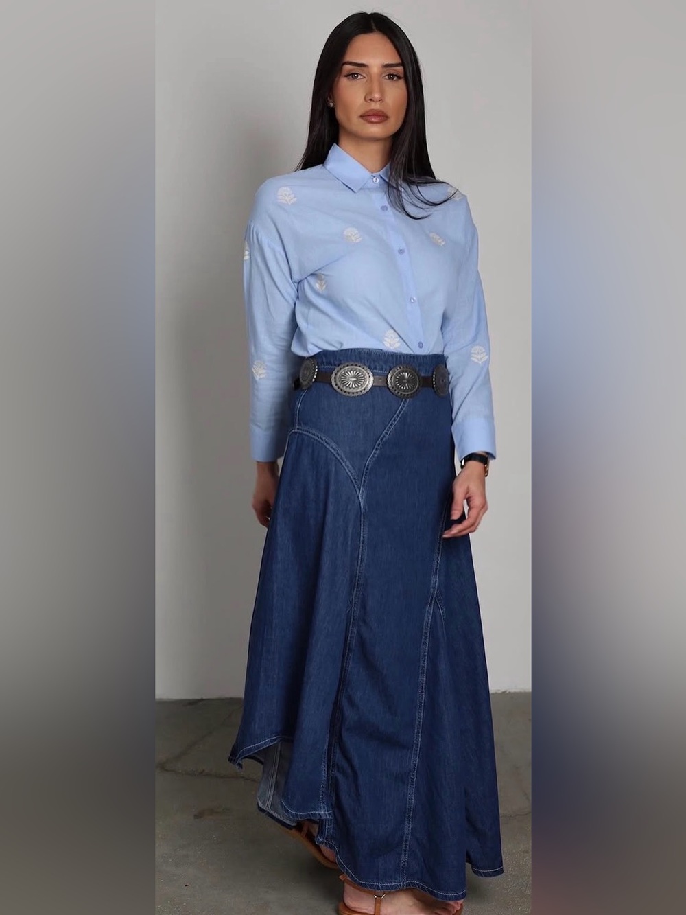 M&S Collection Denim High Waisted Maxi Asymmetric Skirt